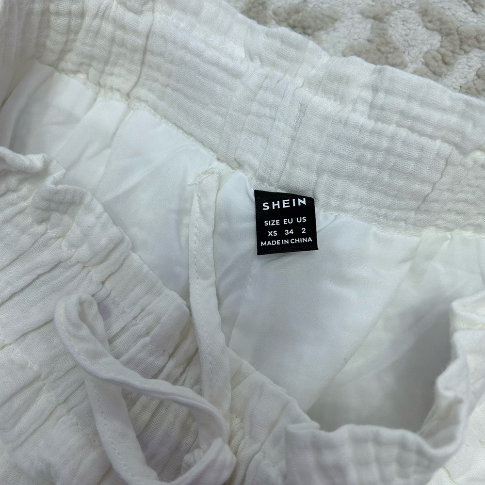 SHEIN Cream Elastic Waist Pants